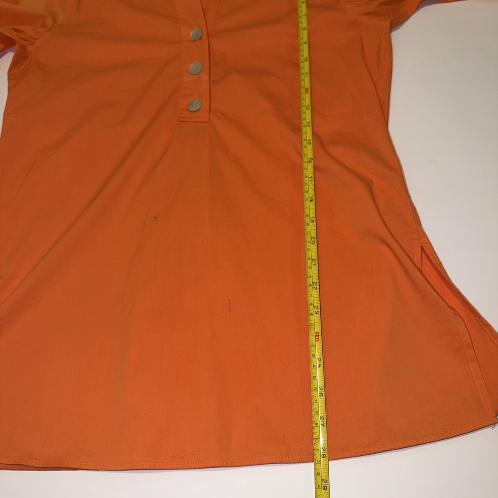 Foxcroft Button Down Shirt Tunic Womens Size 4 Orange 3/4 Sleeve‎ Stretch Office - Picture 8 of 11